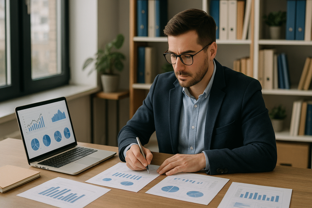 Inversor anailzando empresas