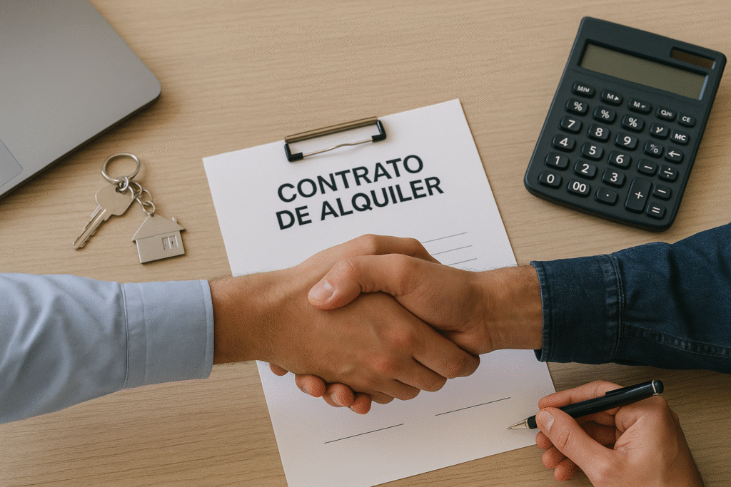 2 personas firmando un contrato de alquiler 2 personas firmando un contrato de alquiler
