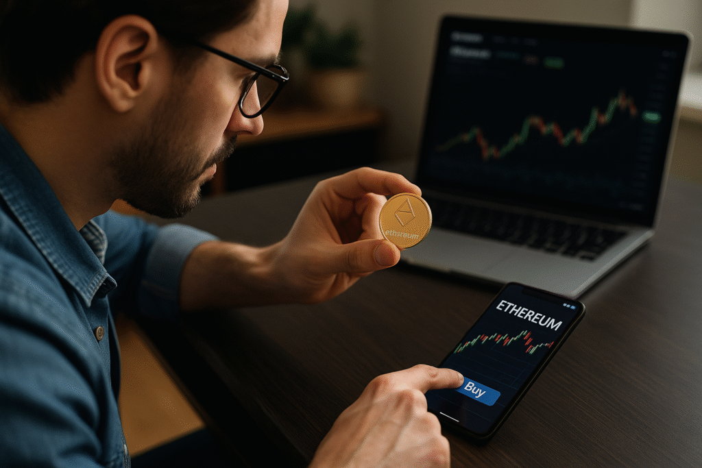 Persona comprando Ethereum
