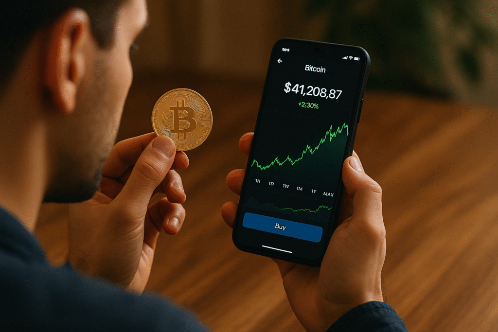 Persona invirtiendo en Bitcoin Persona invirtiendo en Bitcoin