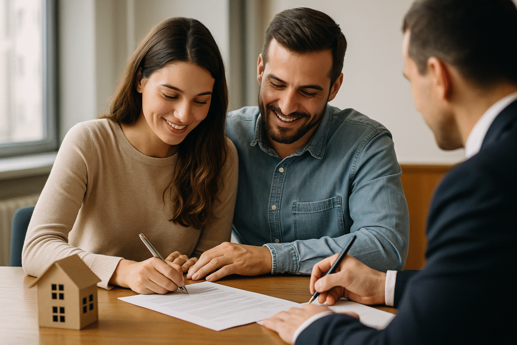 Pareja comprando su primera vivienda