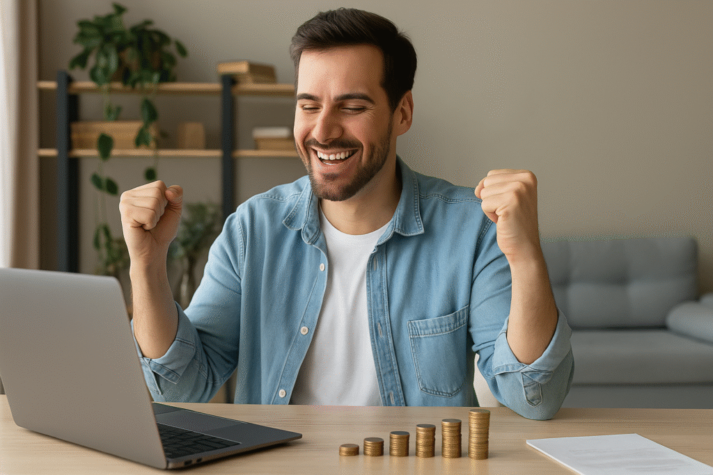 Persona ganando dinero invirtiendo de manera diversificada