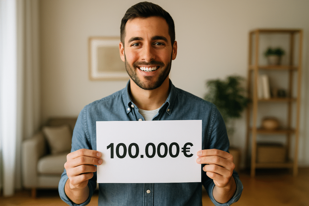 Persona logrando conseguir sus primeros 100.000€