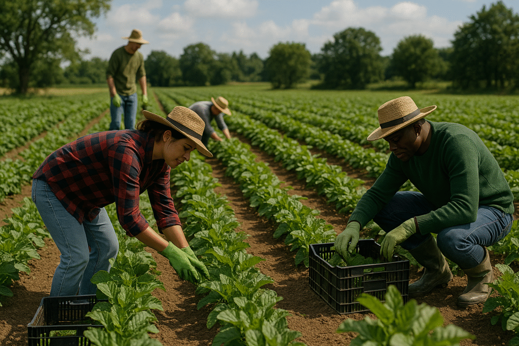 Personas trabajando en el entorno agrícola
